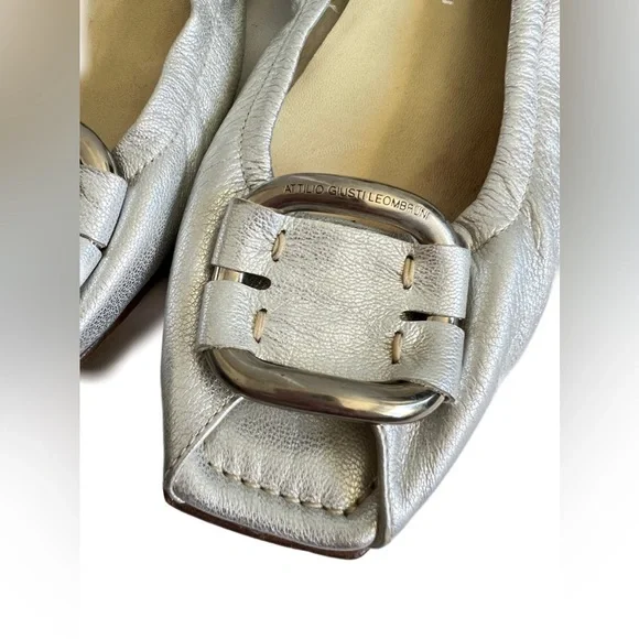 ATTILIO GIUSTI LEOMBRUNI AGL silver genuine leather ballet flat 41 11 - Picture 5 of 10